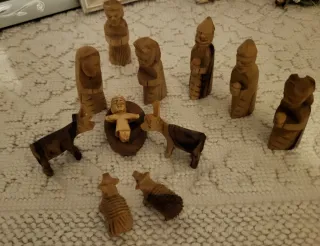 Set 12 Pezzi Presepe Artigianale Legno