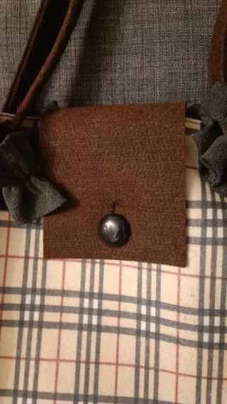 Borsa pannolenci fantasia check marrone e beige