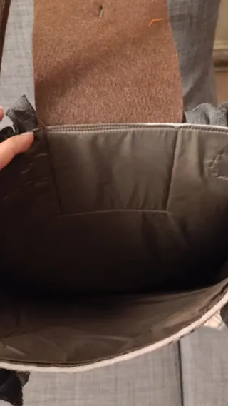 Borsa pannolenci fantasia check marrone e beige