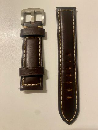 Cinturino pelle imbottito marrone scuro 22mm