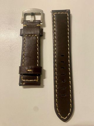 Cinturino pelle imbottito marrone scuro 22mm