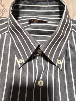 Camisa Boston Rayas Gris y Blanca