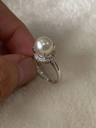 Anillo Perla Akoya 9.7mm Plata T53