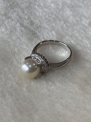 Anillo Perla Akoya 9.7mm Plata T53