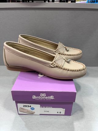 Mocasines Antonella's Piel Beige Talla 40 Nuevos