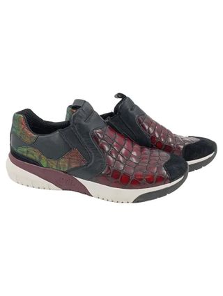 Zapatillas OSH T-38 Piel Cocodrilo Negra y Roja