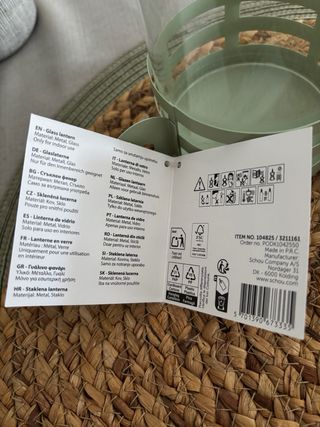 Farol de cristal y metal con vela