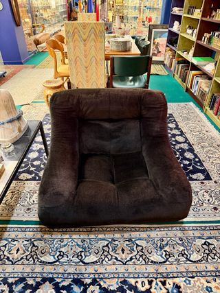 Poltrona Vintage Italiana in Tela Marrone