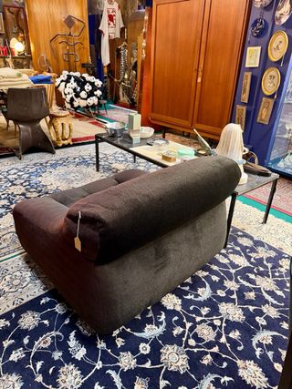 Poltrona Vintage Italiana in Tela Marrone