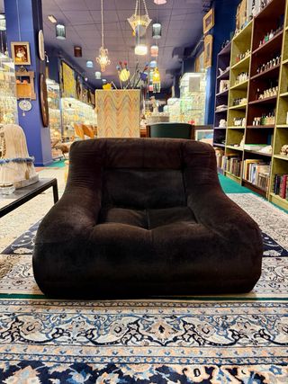 Poltrona Vintage Italiana in Tela Marrone