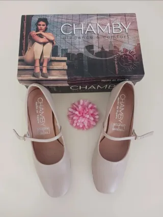 Zapatos Chamby Piel Beige Talla 40