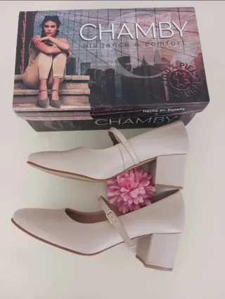 Zapatos Chamby Piel Beige Talla 40