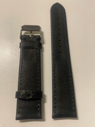 Cinturino Pelle Struzzo Nero 19mm Fibbia Argento