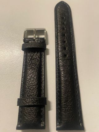 Cinturino Pelle Struzzo Nero 19mm Fibbia Argento