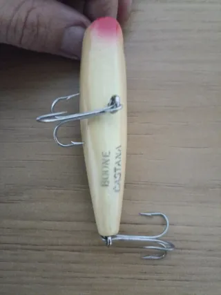 Señuelo de pesca antiguo Boone Castana
