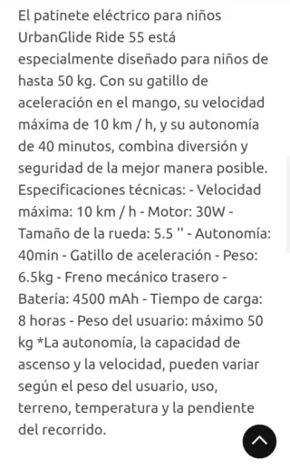 Patinete Eléctrico Urban Glide 55 Rojo