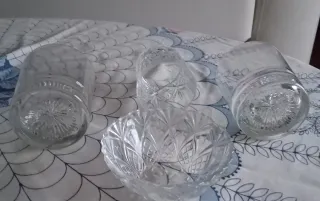 Set 3 vasos y cuenco cristal