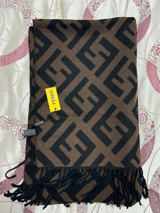 Sciarpa Fendi FF Logo Marrone Nero