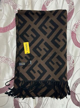 Sciarpa Fendi FF Logo Marrone Nero