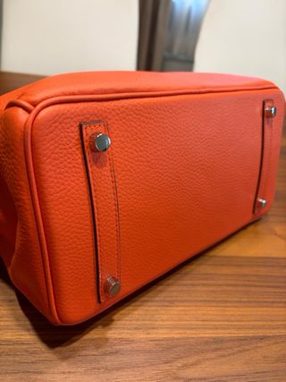 Borsa classica arancione in pelle