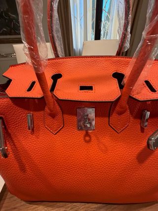 Borsa classica arancione in pelle