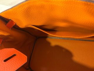 Borsa classica arancione in pelle