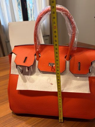 Borsa classica arancione in pelle