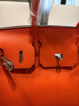 Borsa classica arancione in pelle