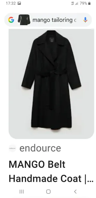 Abrigo fluido Mango Negro Talla L