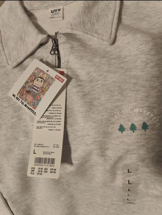 Sudadera UNIQLO gris cuello polo talla L