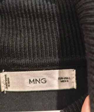 Jersey Mango cuello vuelto negro mujer