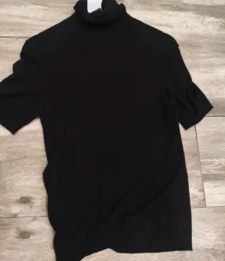 Jersey Mango cuello vuelto negro mujer