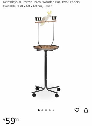 Percha XL para loro con 2 comederos