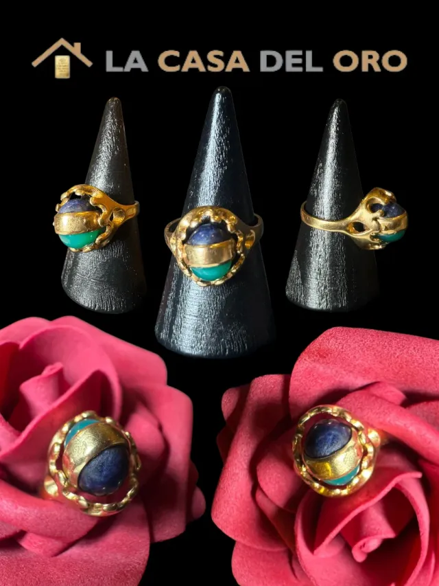 Anillo antiestrés esfera bicolor oro 18kt