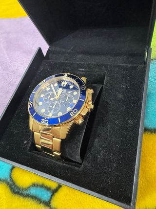 Reloj Lotus Cronógrafo Azul Dorado Caballero