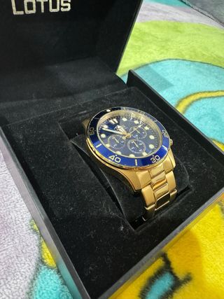 Reloj Lotus Cronógrafo Azul Dorado Caballero