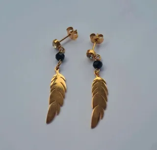 Pendientes largos acero en forma de pluma