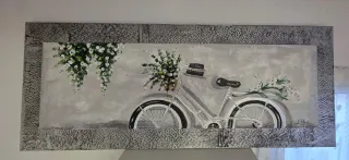Cuadro Bicicleta Flores Plateado