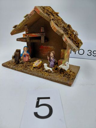 Natività Legno con Statue Plastica h. 18cm