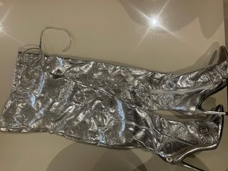 Stivali argento tacco alto n.41