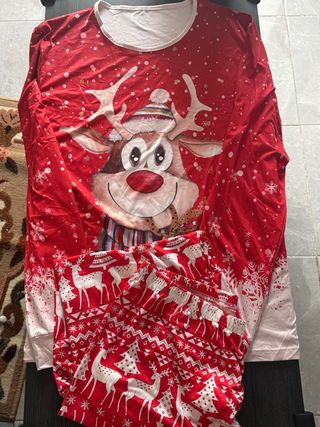 Pijama Navideño Reno y Copos Nieve