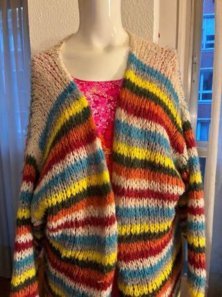 Abrigo de lana multicolor talla 40