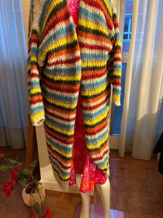 Abrigo de lana multicolor talla 40