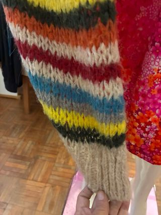 Abrigo de lana multicolor talla 40