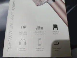 Micrófono Karaoke Inalámbrico Rosa y Dorado