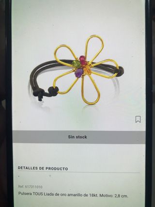 Pulsera Tous Flor y Gemas Roja y Dorada