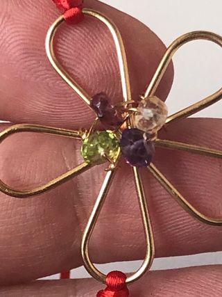 Pulsera Tous Flor y Gemas Roja y Dorada