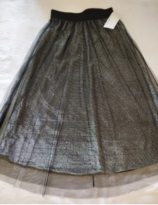 Gonna tessuto lamé nero/argento