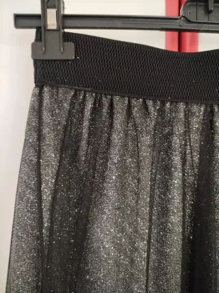 Gonna tessuto lamé nero/argento