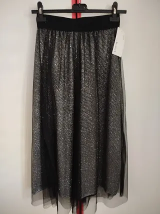 Gonna tessuto lamé nero/argento